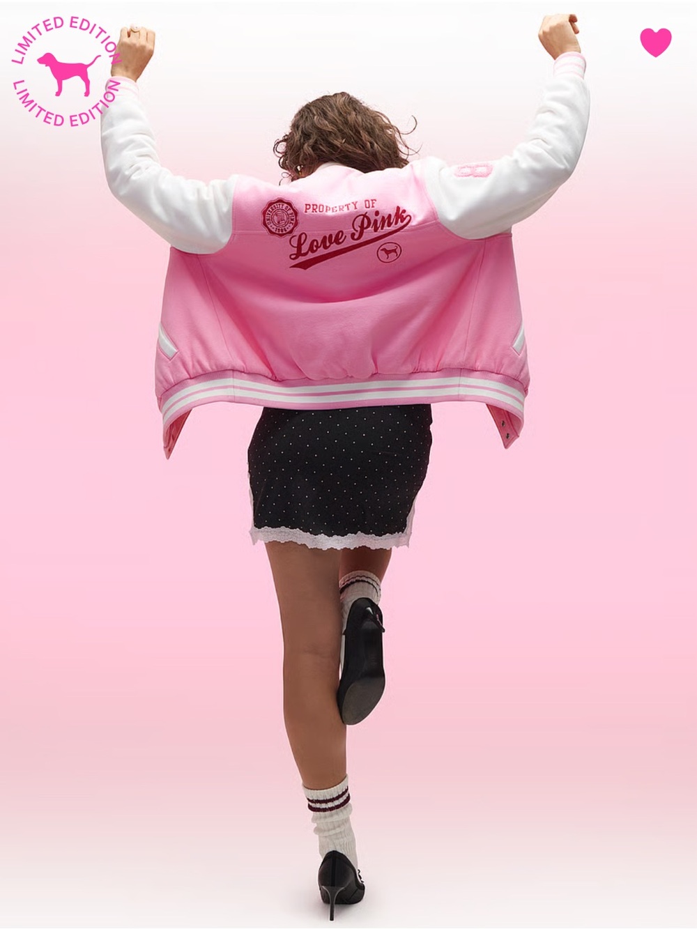 PINK Varsity Bomber Jacket- Pink Lollipop